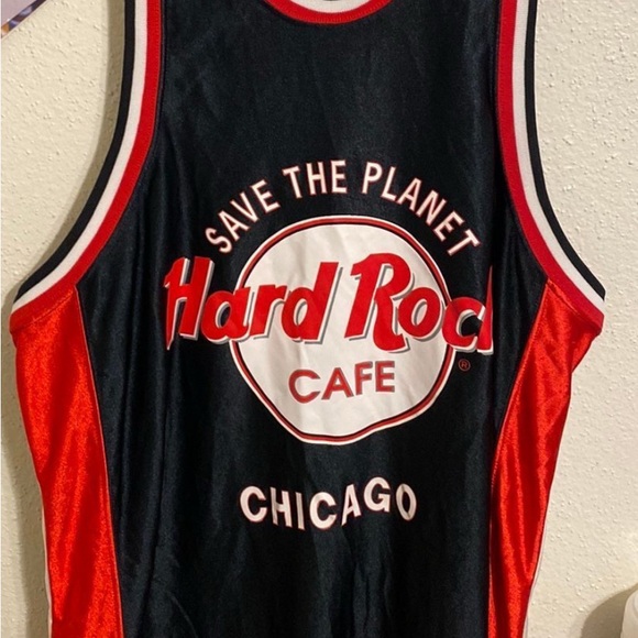 VINTAGE HARD ROCK CAFE CHICAGO BASKETBALL JERSEY SAVE THE PLANET SIZE MEDIUM - Picture 1 of 10